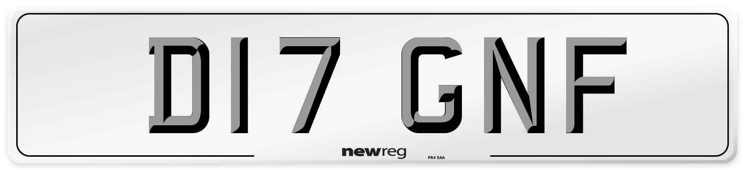 D17 GNF Number Plate from New Reg